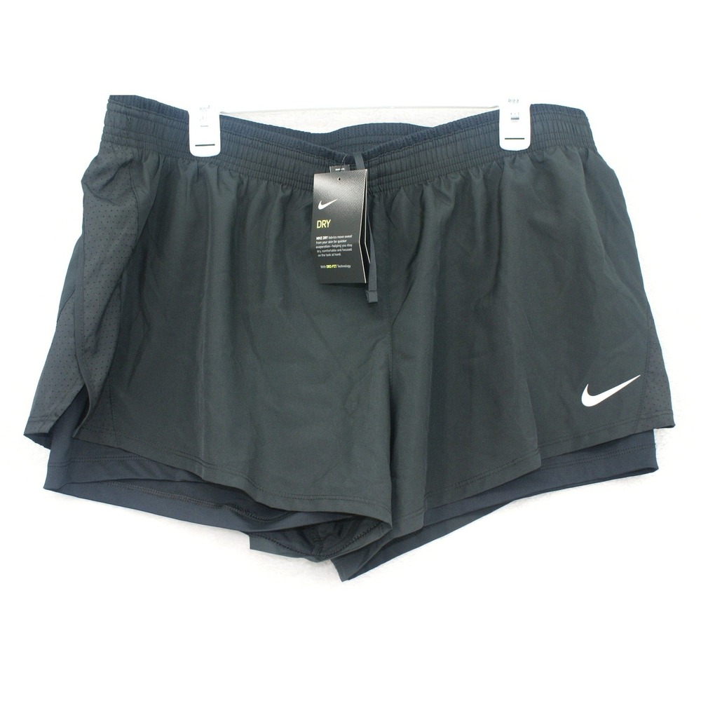 Nike Womens Dri-FIT 2-in-1 Running Shorts Black XXL CK1004-010 Athletic Training